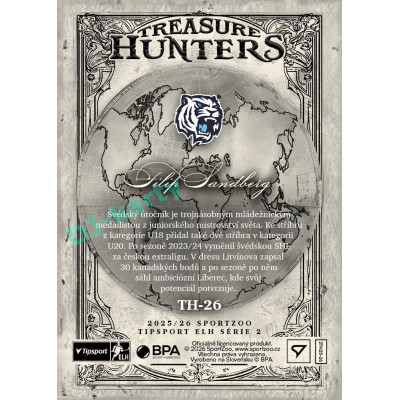 2025/26 Sportzoo ELH 2. serie #TH-26 Filip Sandberg Treasure Hunter 