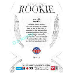 2025/26 Sportzoo ELH 2. serie #RP-13 Matyáš Mařík Rookie Premiere