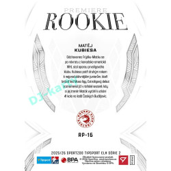 2025/26 Sportzoo ELH 2. serie #RP-16 Matěj Kubiesa Rookie Premiere