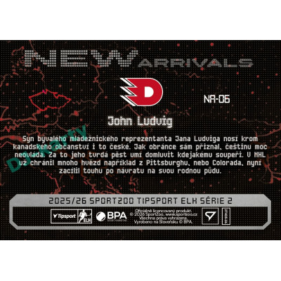 2025/26 Sportzoo ELH 2. serie #NA-06 John Ludvig New Arrivals