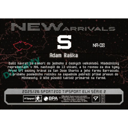 2025/26 Sportzoo ELH 2. serie #NA-08 Adam Raška New Arrivals