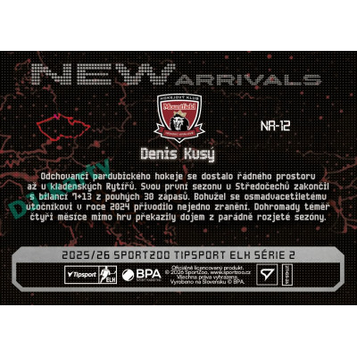 2025/26 Sportzoo ELH 2. serie #NA-12 Denis Kusý New Arrivals