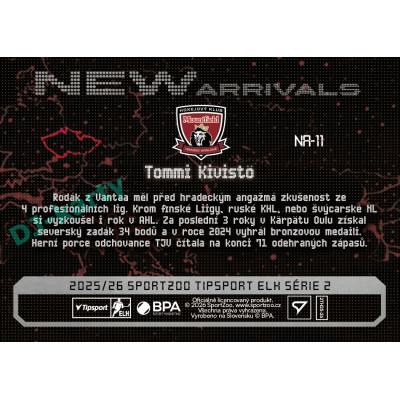 2025/26 Sportzoo ELH 2. serie #NA-11 Tommi Kivistö New Arrivals