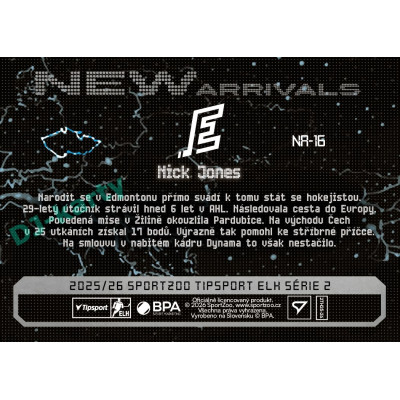 2025/26 Sportzoo ELH 2. serie #NA-16 Nick Jones New Arrivals