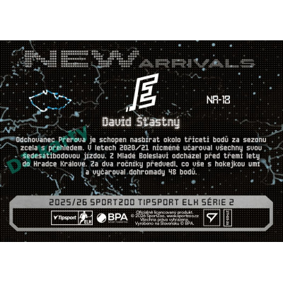 2025/26 Sportzoo ELH 2. serie #NA-18 David Šťastný New Arrivals