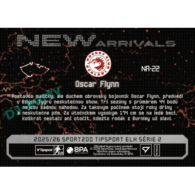 2025/26 Sportzoo ELH 2. serie #NA-22 Oscar Flynn New Arrivals