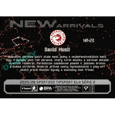 2025/26 Sportzoo ELH 2. serie #NA-23 David Musil New Arrivals