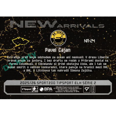 2025/26 Sportzoo ELH 2. serie #NA-24 Pavel Čajan New Arrivals