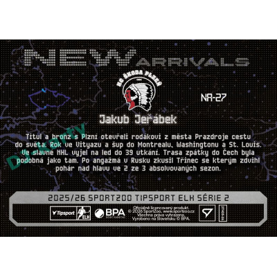 2025/26 Sportzoo ELH 2. serie #NA-27 Jakub Jeřábek New Arrivals