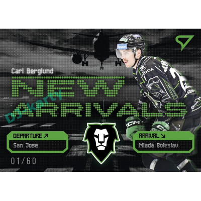 2025/26 Sportzoo ELH 2. serie #NA-20 Carl Berglund New Arrivals Iron Grey xx/60