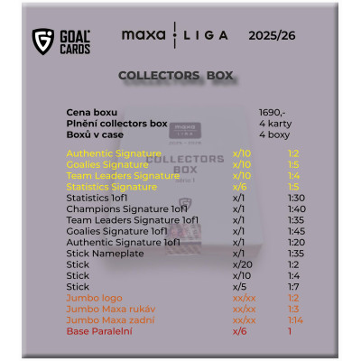2025/26 Goal Cards Maxa liga Collectors box
