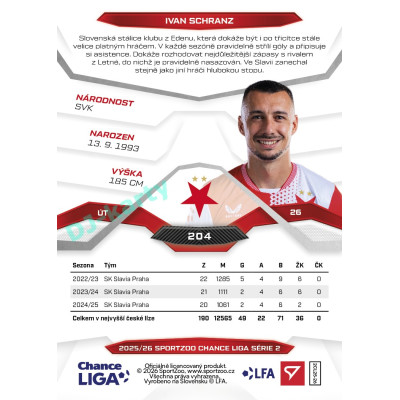 2025/26 Sportzoo Chance Liga 2. série #204 IVAN SCHRANZ