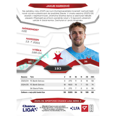 2025/26 Sportzoo Chance Liga 2. série #193 JAKUB MARKOVIČ