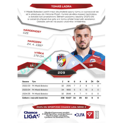 2025/26 Sportzoo Chance Liga 2. série #209 TOMÁŠ LADRA