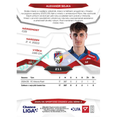 2025/26 Sportzoo Chance Liga 2. série #211 ALEXANDR SOJKA