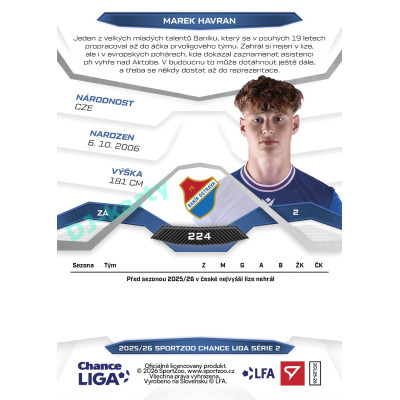 2025/26 Sportzoo Chance Liga 2. série #224 MAREK HAVRAN