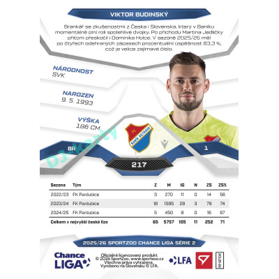 2025/26 Sportzoo Chance Liga 2. série #217 VIKTOR BUDINSKÝ