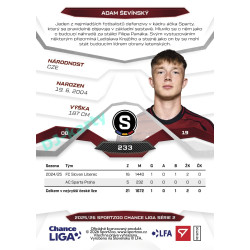 2025/26 Sportzoo Chance Liga 2. série #233 ADAM ŠEVÍNSKÝ