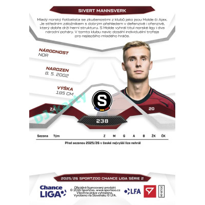 2025/26 Sportzoo Chance Liga 2. série #238 SIVERT MANNSVERK