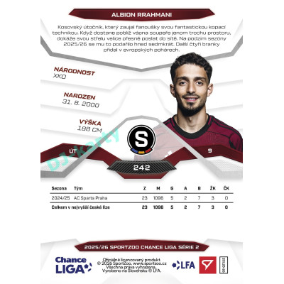 2025/26 Sportzoo Chance Liga 2. série #242 ALBION RRAHMANI
