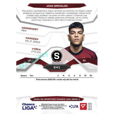 2025/26 Sportzoo Chance Liga 2. série #241 JOAO GRIMALDO