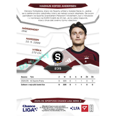2025/26 Sportzoo Chance Liga 2. série #235 MAGNUS KOFOD ANDERSEN