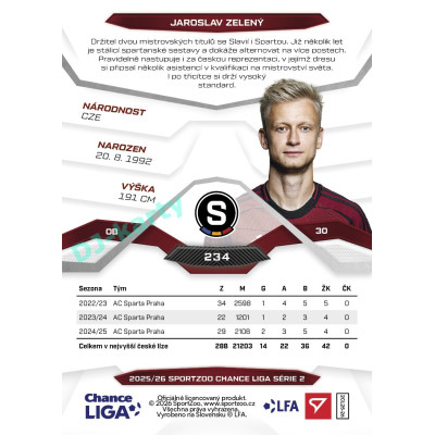 2025/26 Sportzoo Chance Liga 2. série #234 JAROSLAV ZELENÝ