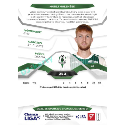 2025/26 Sportzoo Chance Liga 2. série #250 MATEJ MALENŠEK
