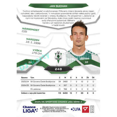 2025/26 Sportzoo Chance Liga 2. série #248 JAN SUCHAN