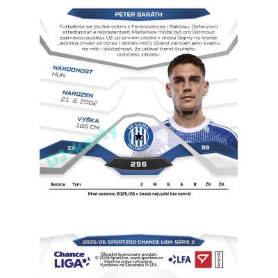 2025/26 Sportzoo Chance Liga 2. série #256 PÉTER BARÁTH