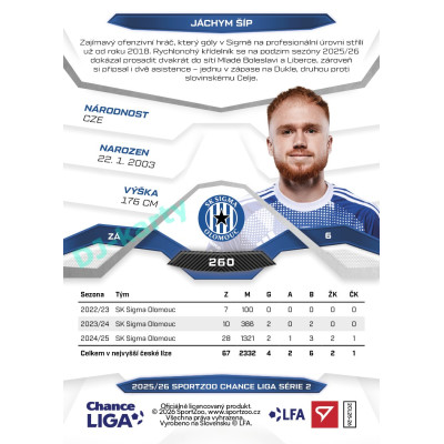 2025/26 Sportzoo Chance Liga 2. série #260 JÁCHYM ŠÍP