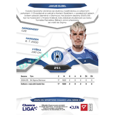 2025/26 Sportzoo Chance Liga 2. série #251 JAKUB ELBEL