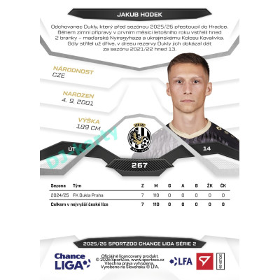 2025/26 Sportzoo Chance Liga 2. série #267 JAKUB HODEK