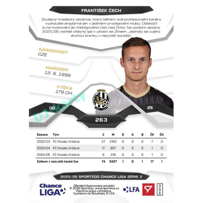 2025/26 Sportzoo Chance Liga 2. série #263 FRANTIŠEK ČECH