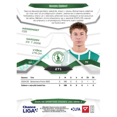 2025/26 Sportzoo Chance Liga 2. série #271 ŠIMON ČERNÝ