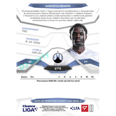 2025/26 Sportzoo Chance Liga 2. série #275 AUGUSTIN DRAKPE