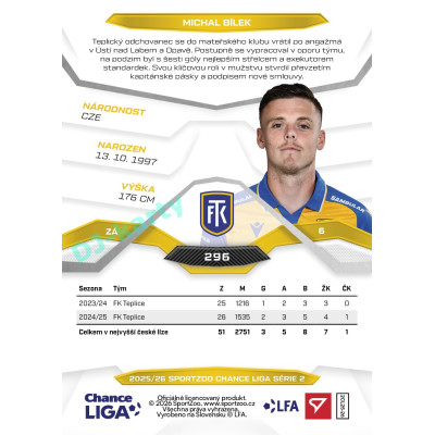 2025/26 Sportzoo Chance Liga 2. série #296 MICHAL BÍLEK
