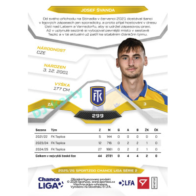2025/26 Sportzoo Chance Liga 2. série #299 JOSEF ŠVANDA