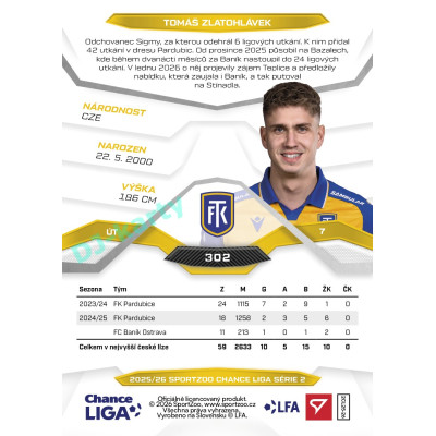 2025/26 Sportzoo Chance Liga 2. série #302 TOMÁŠ ZLATOHLÁVEK