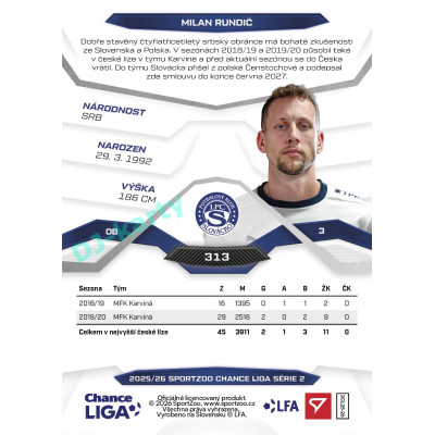 2025/26 Sportzoo Chance Liga 2. série #313 MILAN RUNDIČ