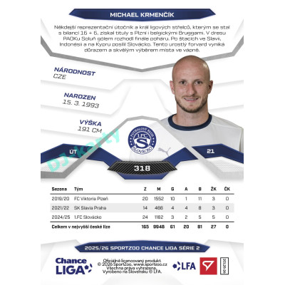 2025/26 Sportzoo Chance Liga 2. série #318 MICHAEL KRMENČÍK