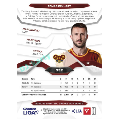 2025/26 Sportzoo Chance Liga 2. série #332 TOMÁŠ PEKHART