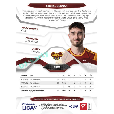2025/26 Sportzoo Chance Liga 2. série #325 MICHAL ČERNÁK