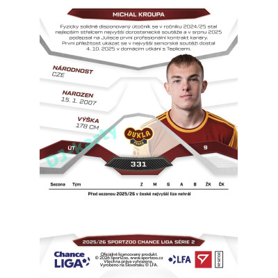 2025/26 Sportzoo Chance Liga 2. série #331 MICHAL KROUPA