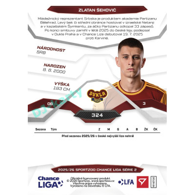 2025/26 Sportzoo Chance Liga 2. série #324 ZLATAN ŠEHOVIĆ