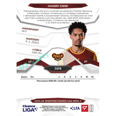 2025/26 Sportzoo Chance Liga 2. série #329 NAMORY CISSÉ