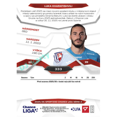 2025/26 Sportzoo Chance Liga 2. série #333 LUKA KHARATISHVILI
