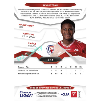2025/26 Sportzoo Chance Liga 2. série #341 DIVINE TEAH
