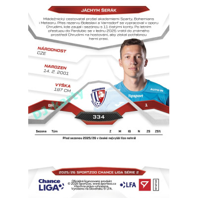 2025/26 Sportzoo Chance Liga 2. série #334 JÁCHYM ŠERÁK