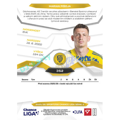 2025/26 Sportzoo Chance Liga 2. série #352 MARIAN PIŠOJA